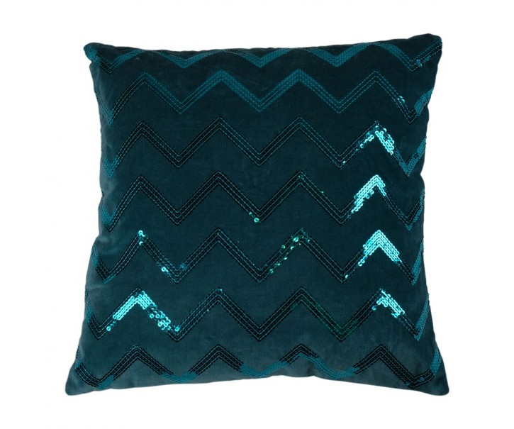 Polštář Zigzag 45x45 tyrkysový se flitry bavlna – 0*0 cm Mars & More 