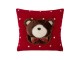 Červený pletený puntíkatý polštář s medvírkem Bear – 40*40*7 cm Mars & More 