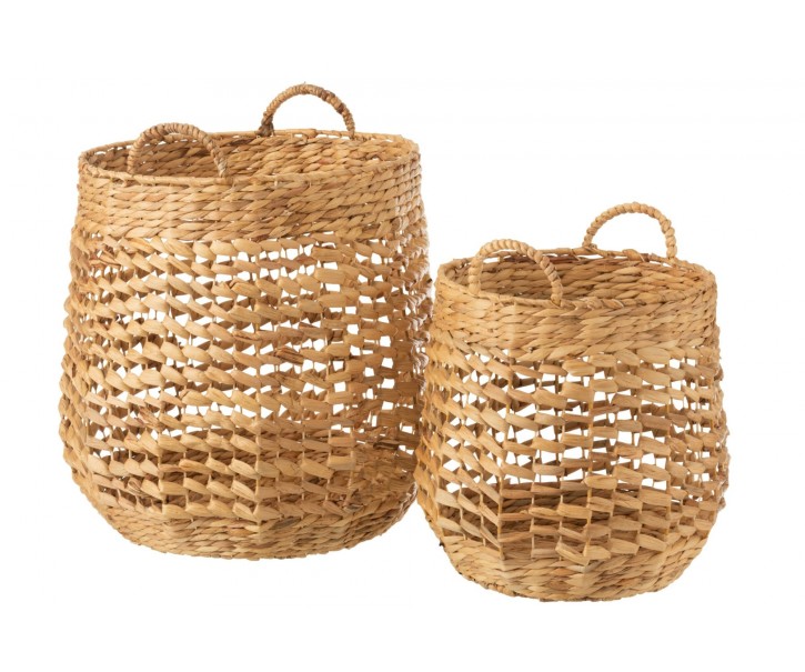 Sada 2 košů z vodní hyacintu přírodní – 42,5*42,5*55 cm J-Line by Jolipa