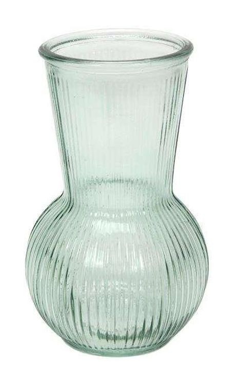 Zelená vroubkovaná skleněná váza Tilly Belly – Ø 11*18 cm