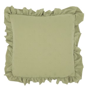 Polštářový navlékací povlak Aix Soft se zeleným volánovým lemem z polyesteru – 50*50 cm