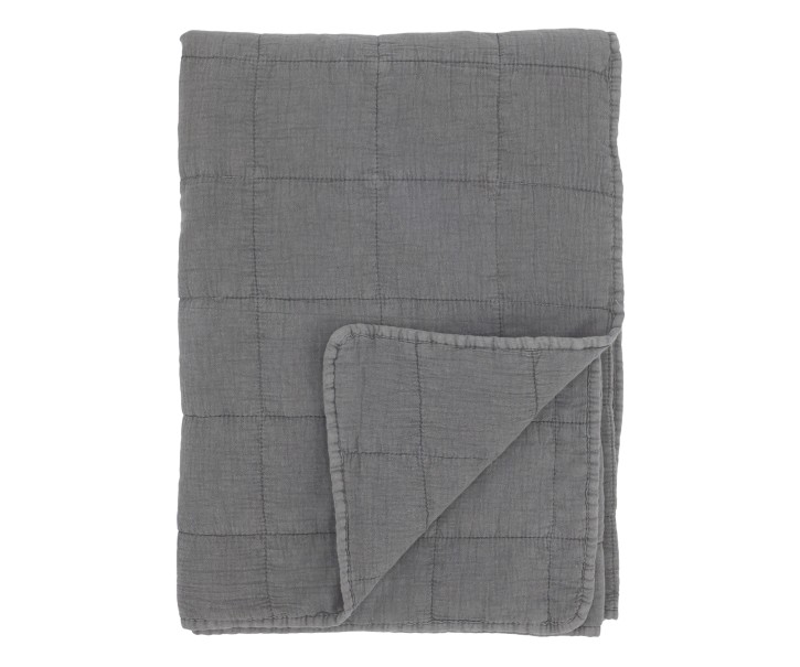 Hromově šedý přehoz s opraným vzhledem Aix Vintage – 180*130 cm Chic Antique