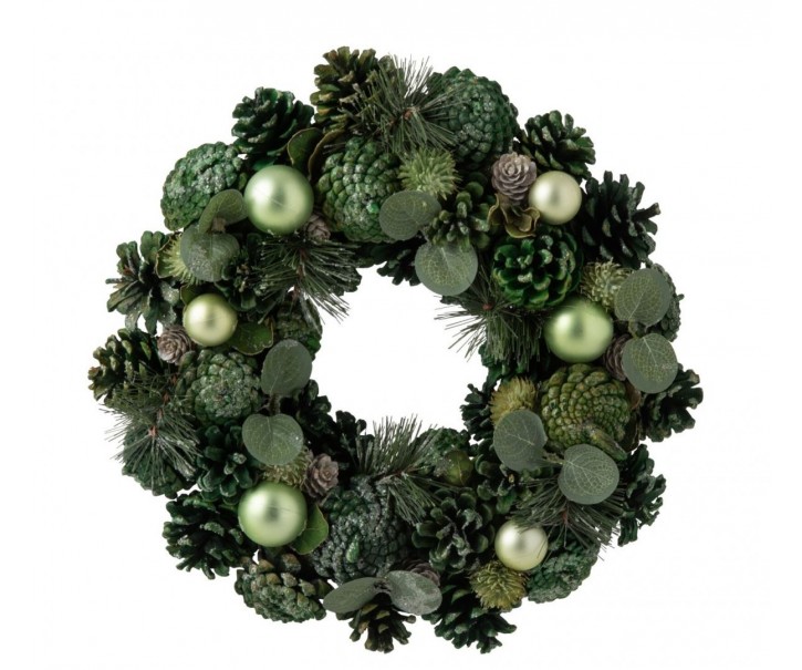 Zelený vánoční věnec se šiškami Pinecone – 34*34*8 cm J-Line by Jolipa