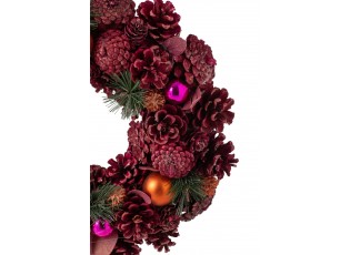 Růžový vánoční věnec se šiškami Pinecone – 34*34*8 cm