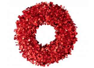 Veliký červený lesklý vánoční věnec Sparkling XL – 75*75*7 cm