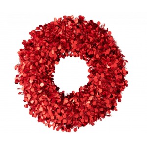 Veliký červený lesklý vánoční věnec Sparkling – 75*75*7 cm