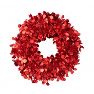 Červený lesklý vánoční věnec Sparkling M – 46*46*4 cm