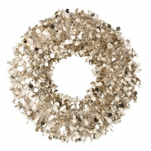 Champagne veliký lesklý vánoční věnec Sparkling XL – 75*75*7 cm
