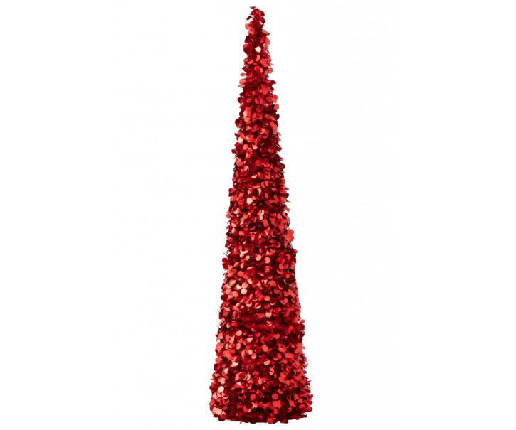 Veliký červený lesklý vánoční strom Sparkling XL – 40*40*180 cm J-Line by Jolipa