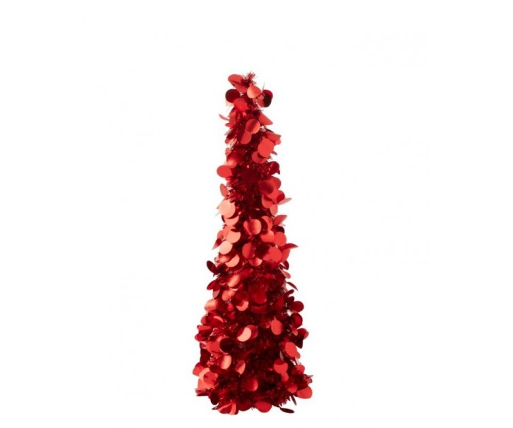 Červený lesklý vánoční stromek Sparkling S – 14*14*60 cm J-Line by Jolipa