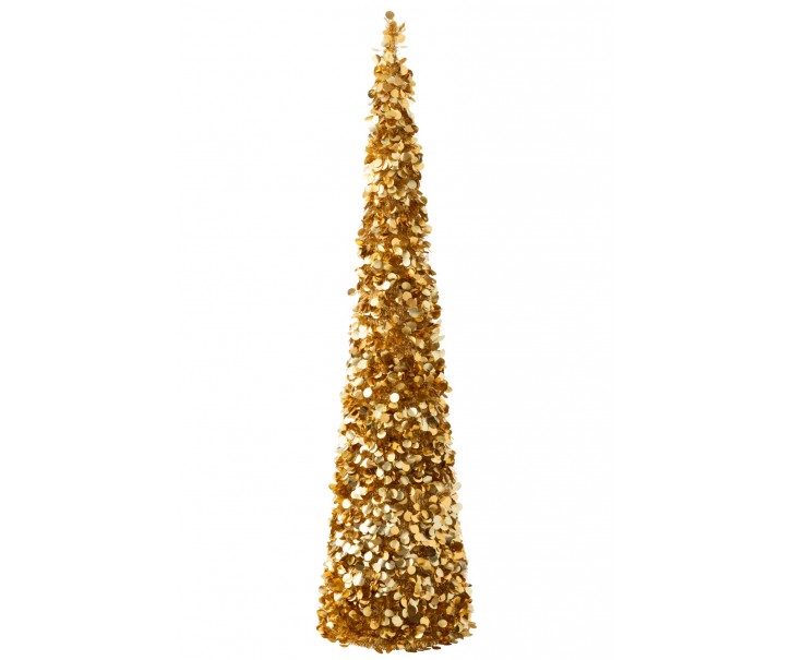 Veliký zlatý lesklý vánoční strom Sparkling XL – 40*40*180 cm J-Line by Jolipa