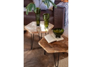Sada 2 odkládacích stolků Hexagone z teakového dřeva a kovu – 60*60*60/ 52*52*48 cm