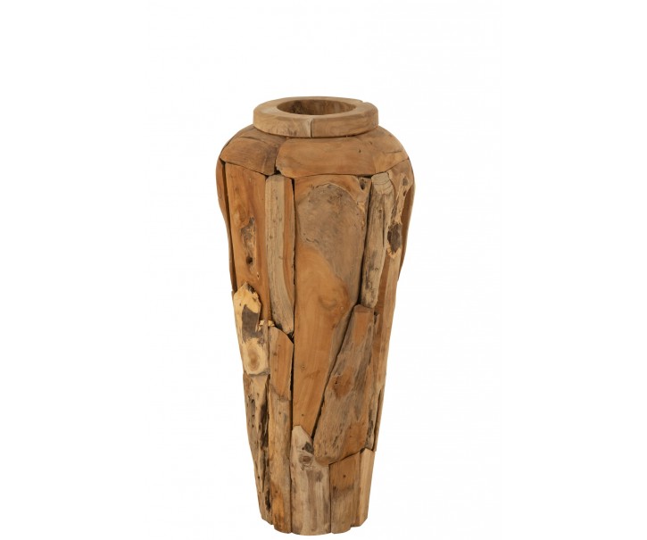 Dřevěná váza Teakwood z přírodního dřeva – 40*40*92 cm J-Line by Jolipa