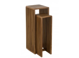Sada 2 odkládacích stolků Cubic z přírodního teaku – 34*34*88/ 25*25*75 cm