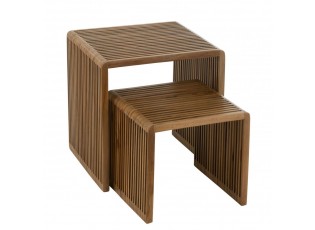 Sada 2 konferenčních stolků Cubic z teakového dřeva – 50*45*50 / 40*40*35 cm