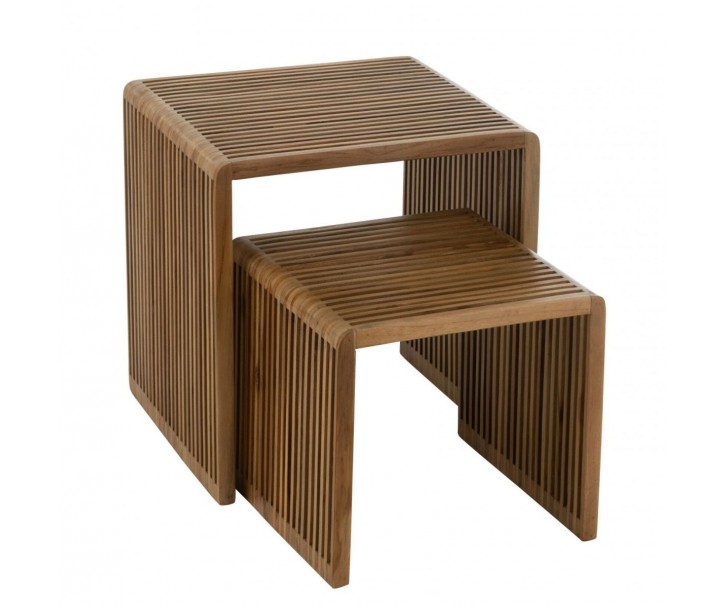 Sada 2 konferenčních stolků Cubic z recyklovaného teakového dřeva – 50*45*50 / 40*40*35 cm J-Line by Jolipa