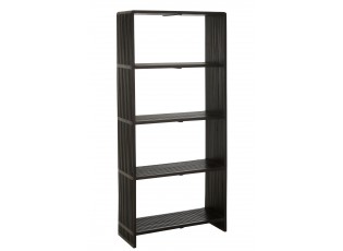 Knihovna J-line Cubic se 4 policemi z teakového dřeva černý – 88*35*190 cm