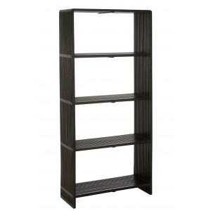 Knihovna J-line Cubic se 4 policemi z teakového dřeva černý – 88*35*190 cm