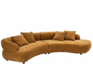 Luxusní 4místná zakřivená pohovka v okrové barvě se 4 polštáři Luxury – 320*106*73 cm