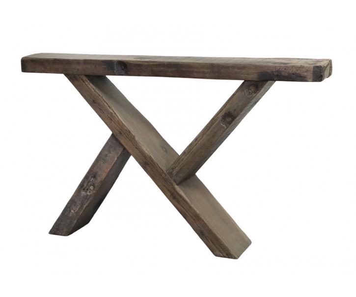 Konzolový stůl Grimaud z recyklovaného dřeva hnědý Nature – 122*22*77 cm Chic Antique