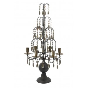 Mocca antik francouzský svícen s krystaly French Antique – 35,5*31,5*70 cm