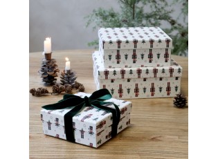 Set 3ks papírová krabice s Louskáčky – 25*25*9 / 20*20*8/ 16*16*6 cm