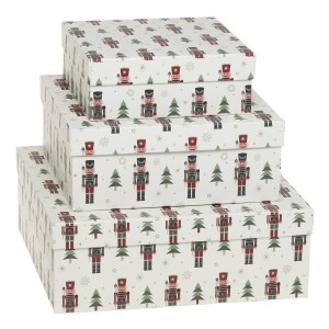 Set 3ks papírová krabice s Louskáčky – 25*25*9 / 20*20*8/ 16*16*6 cm