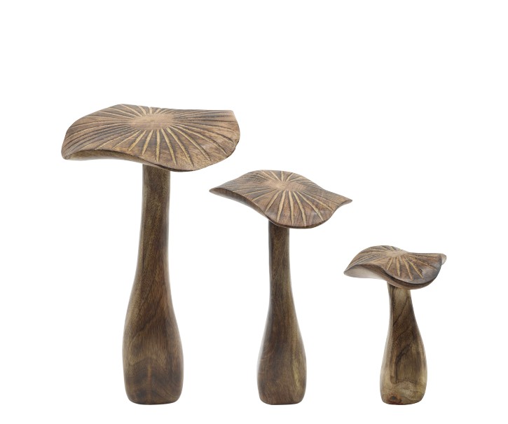 Sada 3 dekorativních hub z mangového dřeva v hnědé barvě – Ø 18*32 / Ø 13*22 / Ø 10*15 cm Chic Antique
