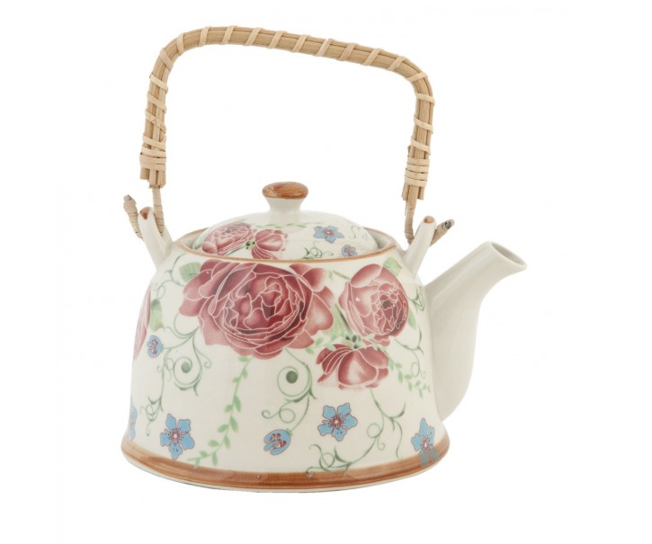 Konvička se sítkem pivoňky - 17*14*12 cm / 0,7L Clayre & Eef
