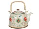 Porcelánová konvička se sítkem a květy - Ø 14*14 cm / 0,7L Clayre & Eef