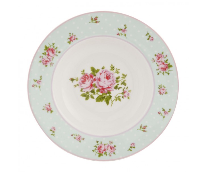 Polévkový talíř Mint Rose - Ø 22 cm Clayre & Eef