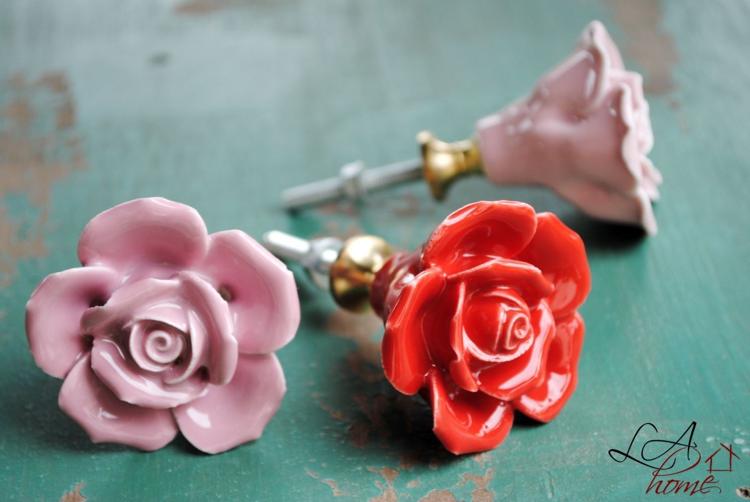 Keramická úchytka Růže růžová - Ø 4,5 cm Clayre & Eef Keramická úchytka Růže růžová - Ø 4,5 cm Clayre & Eef