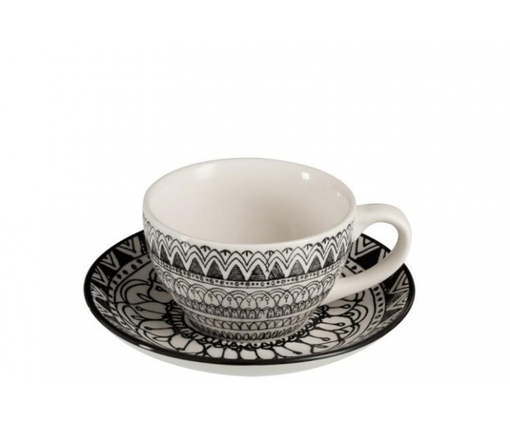 Šálek s podšálkem Mono Boho - 14*11*7cm J-Line by Jolipa