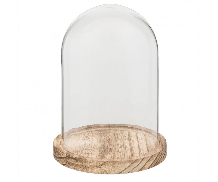 Dřevěný podnos se skleněným krytem - Ø 10*15 cm Clayre & Eef