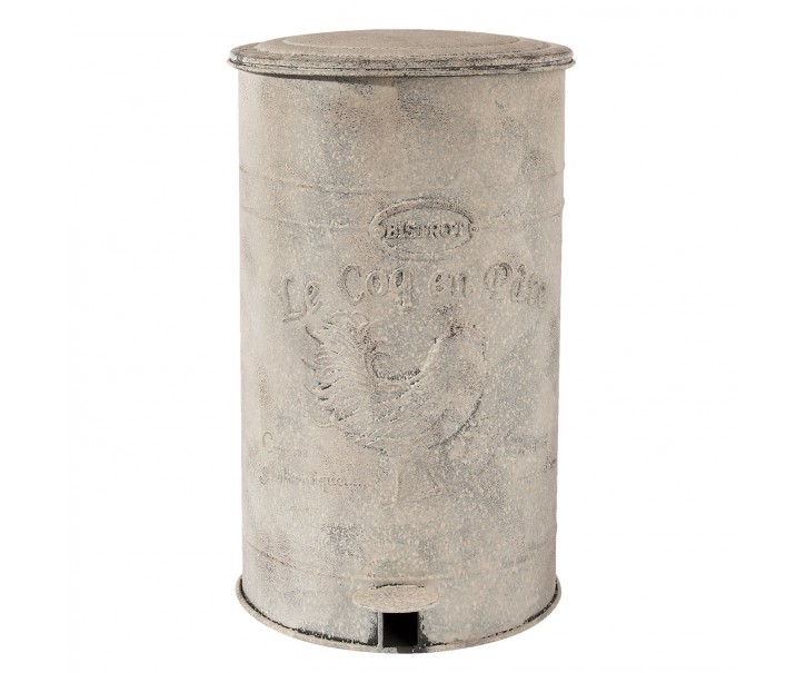 Bílý retro odpadkový koš s kohoutem - 26*30*46 cm Clayre & Eef