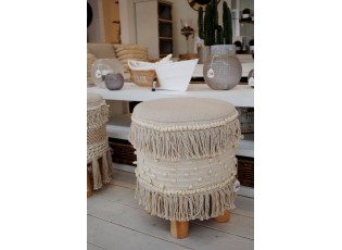 Stolička - podnožka Rond Ibiza Creme - Ø 35 * 40 cm