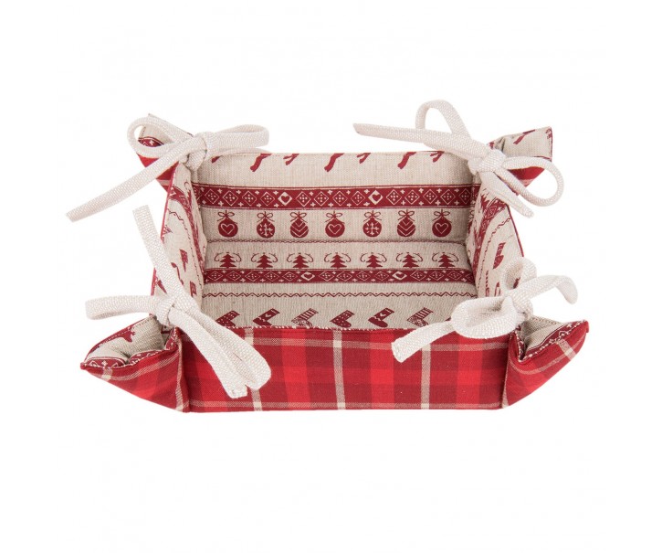 Textilní košíček na pečivo Nordic Christmas - 35*35*8 cm Clayre & Eef