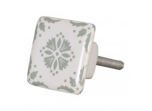 Čtvercová keramická úchytka s ornamenty - 3.5*3.5 cm