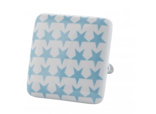 Čtvercová keramická úchytka s hvězdičkami - 3*3*5 cm