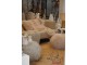 Růžový chlupatý pouf Yetty - Ø 55*55 cm J-Line by Jolipa
