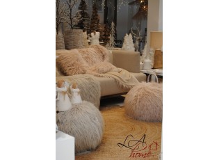 Růžový chlupatý pouf Yetty - Ø 55*55 cm