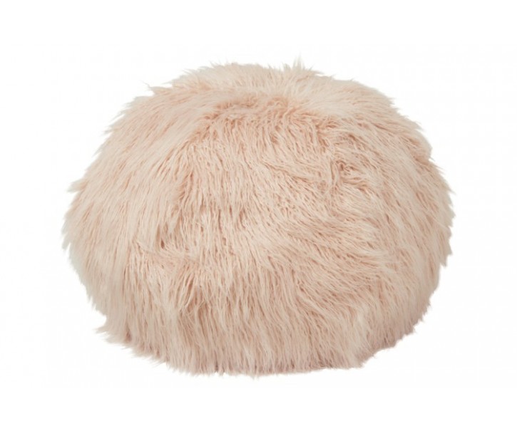 Růžový chlupatý pouf Yetty - Ø 55*55 cm J-Line by Jolipa
