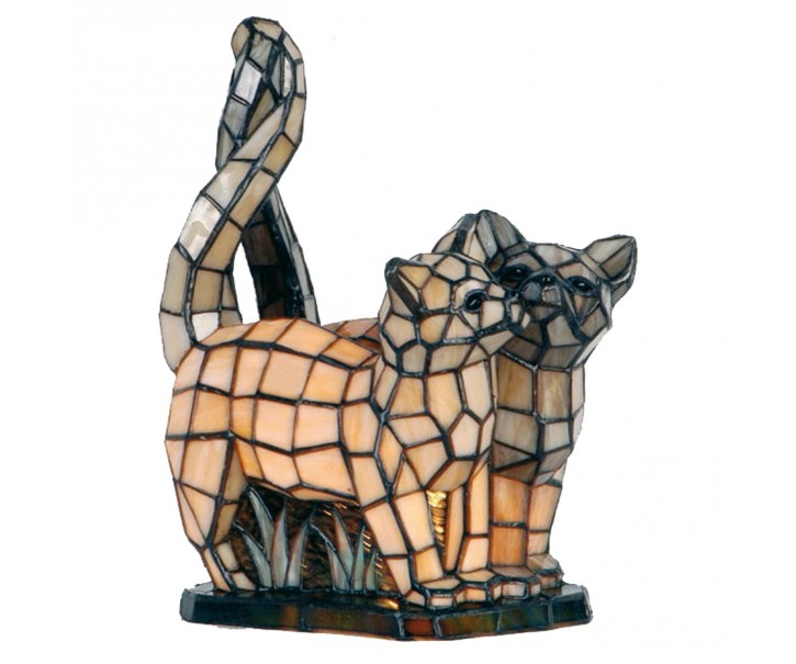 Dekorativní lampa Tiffany kočky - 36*28 cm 1x E14 / max 40w Clayre & Eef