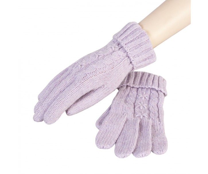 Pletené rukavice lila - 8*23 cm Clayre & Eef