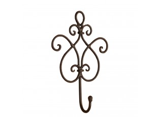 Hnědý nástěnný kovový háček ornament - 15*5*22 cm
