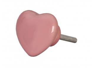 Úchytka růžové keramické srdce - 3.5*4 cm