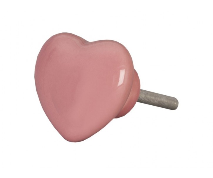 Úchytka srdce růžové - 3.5*4 cm Clayre & Eef