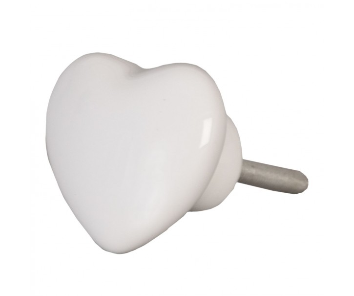 Úchytka bílé srdce - 4*4 cm Clayre & Eef