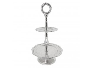 Kovový etažér Shiny Silver - Ø 16*29 cm