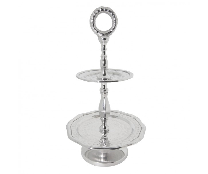 Kovový etažér Shiny Silver - Ø 16*29 cm Clayre & Eef
